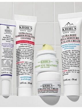 Kiehl's set face eye cream cleanser serum x5 skincare